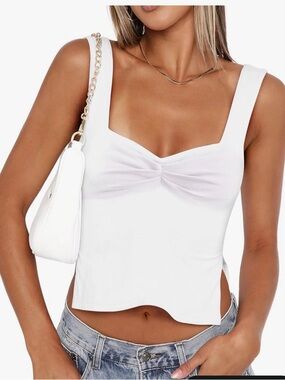 Women’se White Square Neck Tank Top